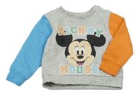 Světlešedo-modro-oranžová mikina s Mickeym Disney