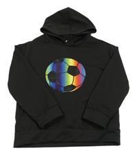 Černá mikina s míčem a kapucí 