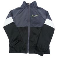 Šedo-černo-bílá propínací sportovní propínací mikina s logem Nike