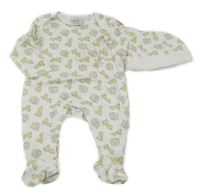 Nové - 2set - Bílý overal se slony a žirafkami + čepice 
