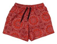 Červeno-černé vzorované plážové kraťasy Tezenis