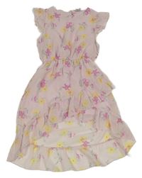 Světlerůžové květované šifonové šaty Kiki&Koko