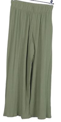 Dámské světlekhaki žebrované culottes kalhoty New Look 