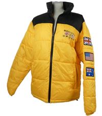 Pánská žluto-černá šusťáková zimní bunda s vlajkami Society Sport