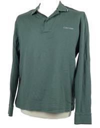 Pánské khaki triko s límečkem Calvin Klein 