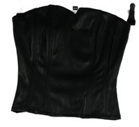 Dámský černý korzetový koženkový top Pull&Bear 