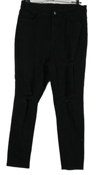 Dámské černé skinny rifle s prošoupáním Shein 