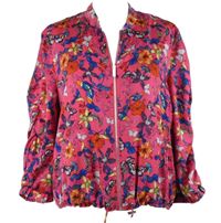 Dámská růžová květovaná šusťáková lehká bunda C&A