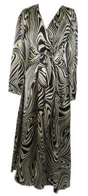 Dámské černo-béžové vzorované saténové dlouhé šaty se zavazováním Dorothy Perkins