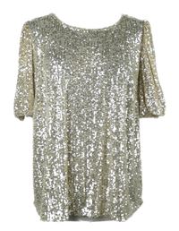 Dámská pudrovo-stříbrná flitrová halenka F&F