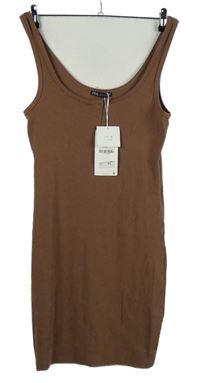 Nové - Dámské hnědé žebrované šaty Zara 