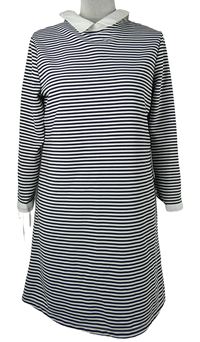 Dámské černo-bílé pruhované šaty s límečkem Primark 