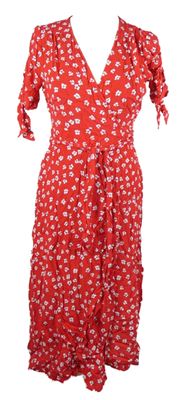 Dámské jahodové vzorované zavinovací midi šaty Seraphine 