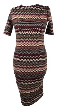 Dámské černo-červené vzorované elastické šaty Marina Kaneva 