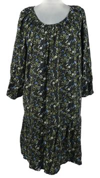Dámské černo-khaki-modré kytičkované šaty Gina Benotti 