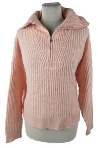 Dámský světlerůžový žebrovaný svetr s límečkem Vero Moda 