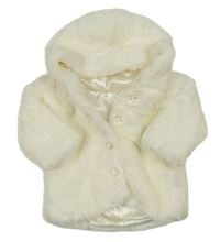 Bílý třpytivý chlupatý kabát s kapucí George
