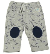 Světlešedé tepláky s nápisy a zvířátky so cute