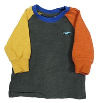 Šedo-oranžovo-žluté triko s autem Next