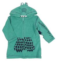 Tyrkysová froté propínací mikina s flíčky a kapucí- krokodýl Mothercare