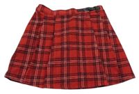 Červeno-černo-bílá kostkovaná vlněná sukně George