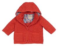Červená šusťáková prošívaná zateplená bunda s kapucí M&S