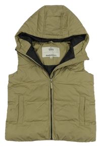 Béžová šusťáková zateplená vesta s kapucí Topolino