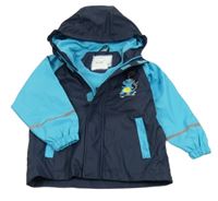 Tmavomodro-modrá nepromokavá jarní bunda s dinem a kapucí Kiki&Koko