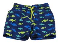 Tmavomodré plážové kraťasy se žraloky