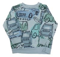 Modro-zelená mikina s auty F&F