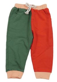 Zeleno-růžovo-červené tepláky 