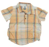 Bílo-růžovo-modro barevná kostkovaná polo košile  Old Navy