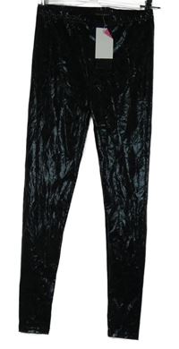 Nové - Dámské černé vzorované lesklé legíny Qed London