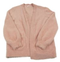 Růžový chlupatý svetrový cardigan Next