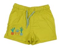 Žluté bavlněné kraťasy s kaktusy Lupilu