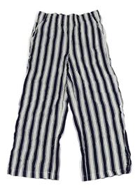 Tmavomodro-bílé pruhované culottes kalhoty L&D