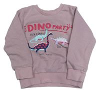 Starorůžová mikina s dinosaury 