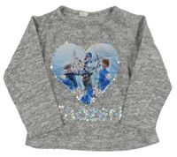 Šedé melírované pletené mikinotriko - Ledové království Disney