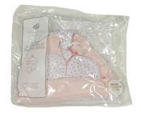 Nové - 4set - Růžová čepice + bílá čepice + bílé rukavice + světlerůžové rukavice Primark