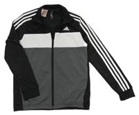 Černo-bílo-šedá sportovní propínací mikina Adidas