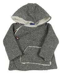 Šedá melírovaná pletená zateplená bunda s kapucí Lupilu