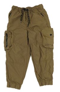 Hnědé cargo cuff šusťákové kalhoty Tu