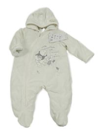 Nové - Bílá chlupatá zateplená kombinéza s medvídkem Pú a kapucí Disney