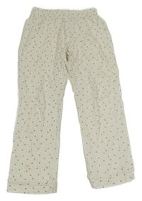 Bílo-šedé puntíkaté pyžamové kalhoty s kytičkami Zara