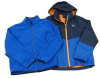 3v1 - Tmavomodro-modrá šusťáková celoroční bunda s kapucí + fleecová mikina Crivit