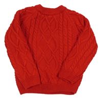 Červený zateplený svetr s 3D vzorem 