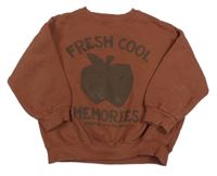 Mahagonová mikina s nápisem a jablkem Zara