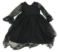 Černé pntíkaté tylové šaty 