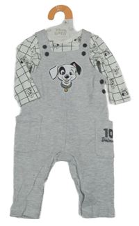 Nové - 2set- Šedé žebrované laclové tepláky s dalmatinem + body George