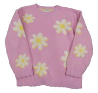 Růžový svetr s květy F&F
